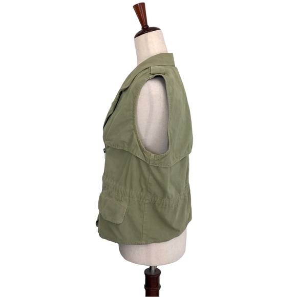 Madewell Women’s Safari Asymmetric Zip Cargo Vest, Olive Green Size Medium - Picture 4 of 12